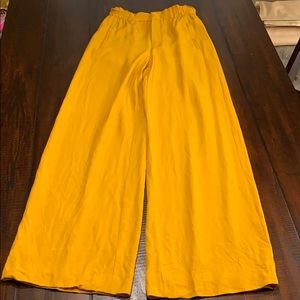 Wide leg mustard yellow pants